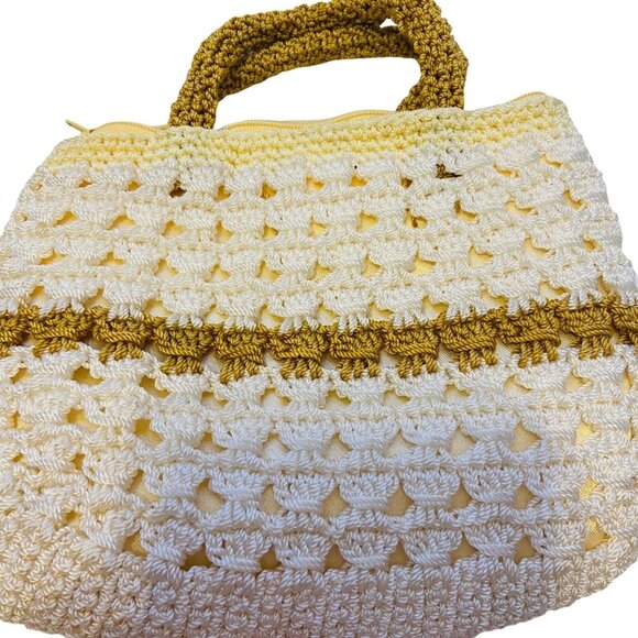 #4706 Hand made crochet one of a kind beige hand bag - Picture 5 of 9